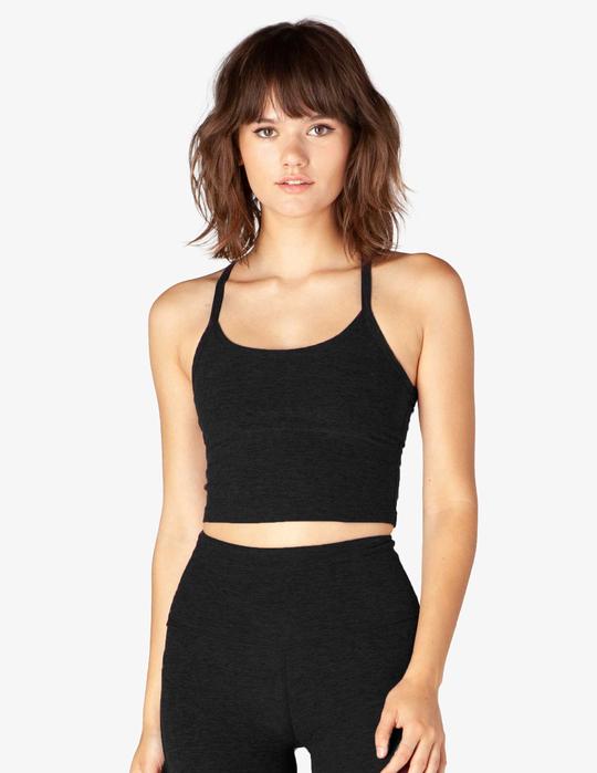 BEYOND YOGA SPACEDYE SLIM RACERBACK CROPPED TANK  DARKEST NIGHT