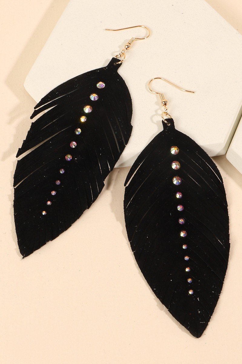 Sterling Silver Feather Earrings with Shepherd Hooks QE26