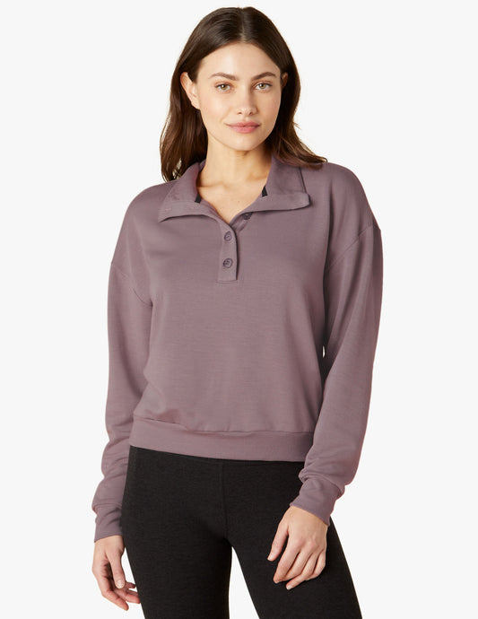 SALE BEYOND YOGA EAST COAST BUTTON PULLOVER MAUVE