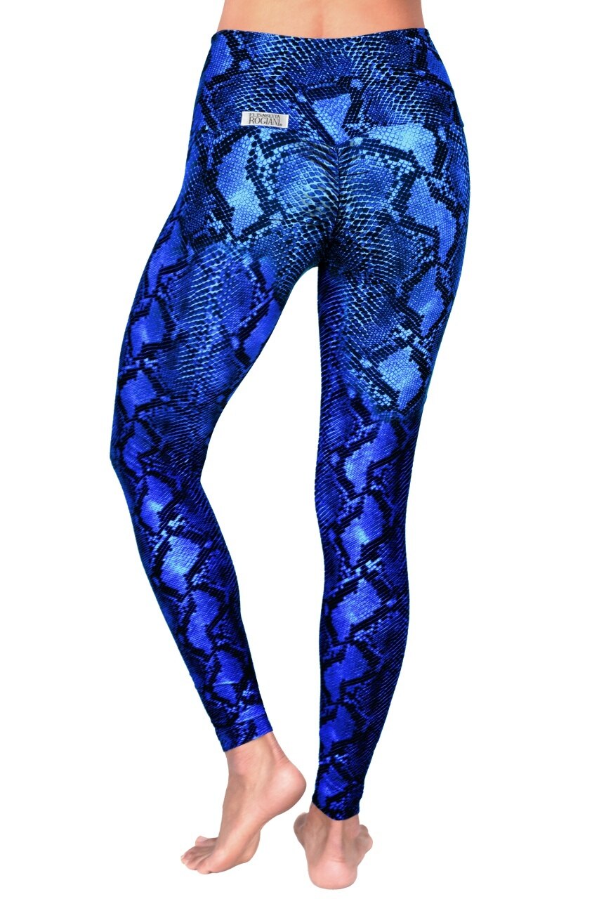 ELISABETTA ROGIANI HIGH WAIST SNAKE SKIN BAMBOLA  LEGGING BLUE 7/8 LENGTH