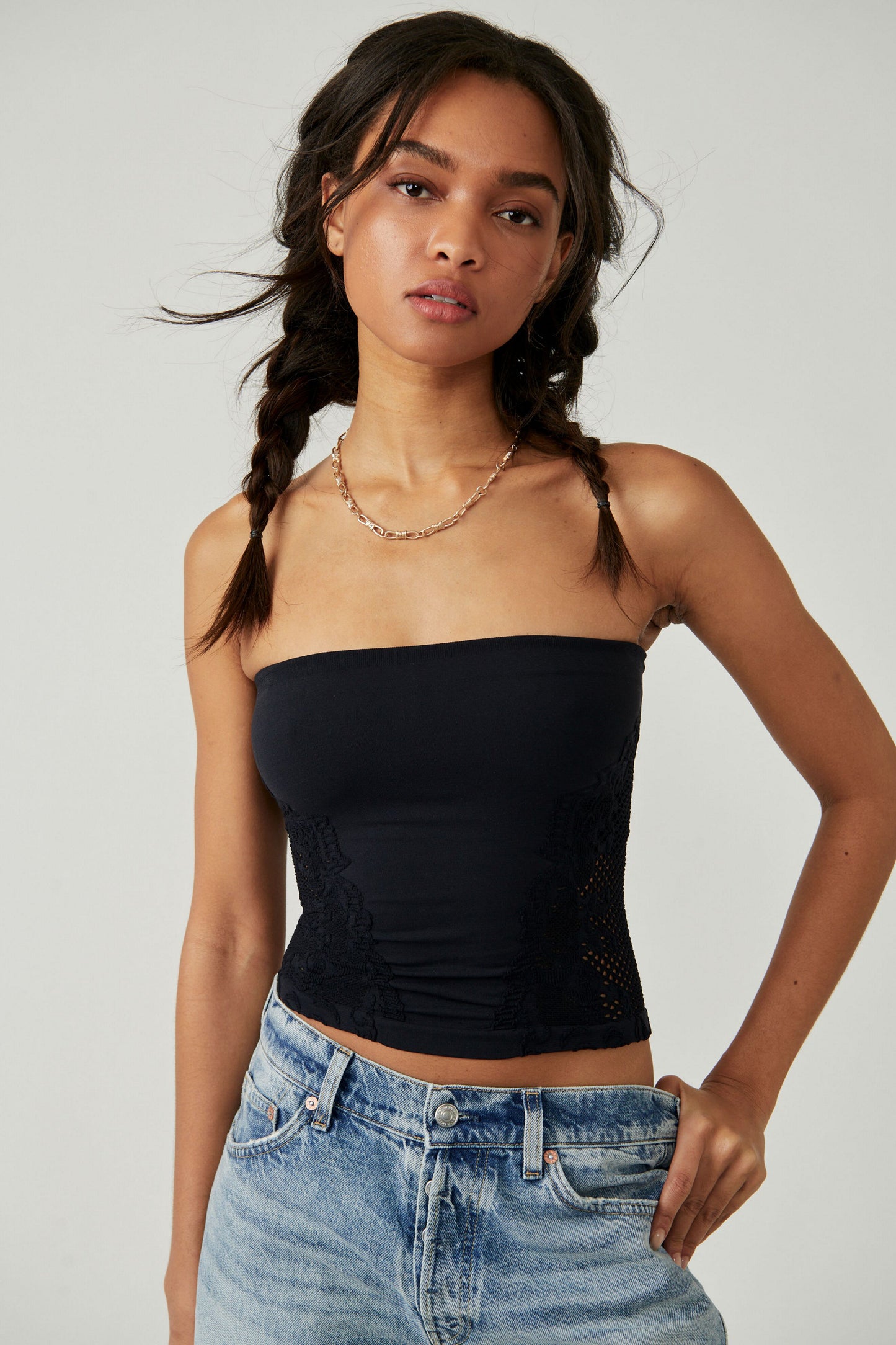 FREE PEOPLE TALK ABOUT IT TUBE TOP BLACK