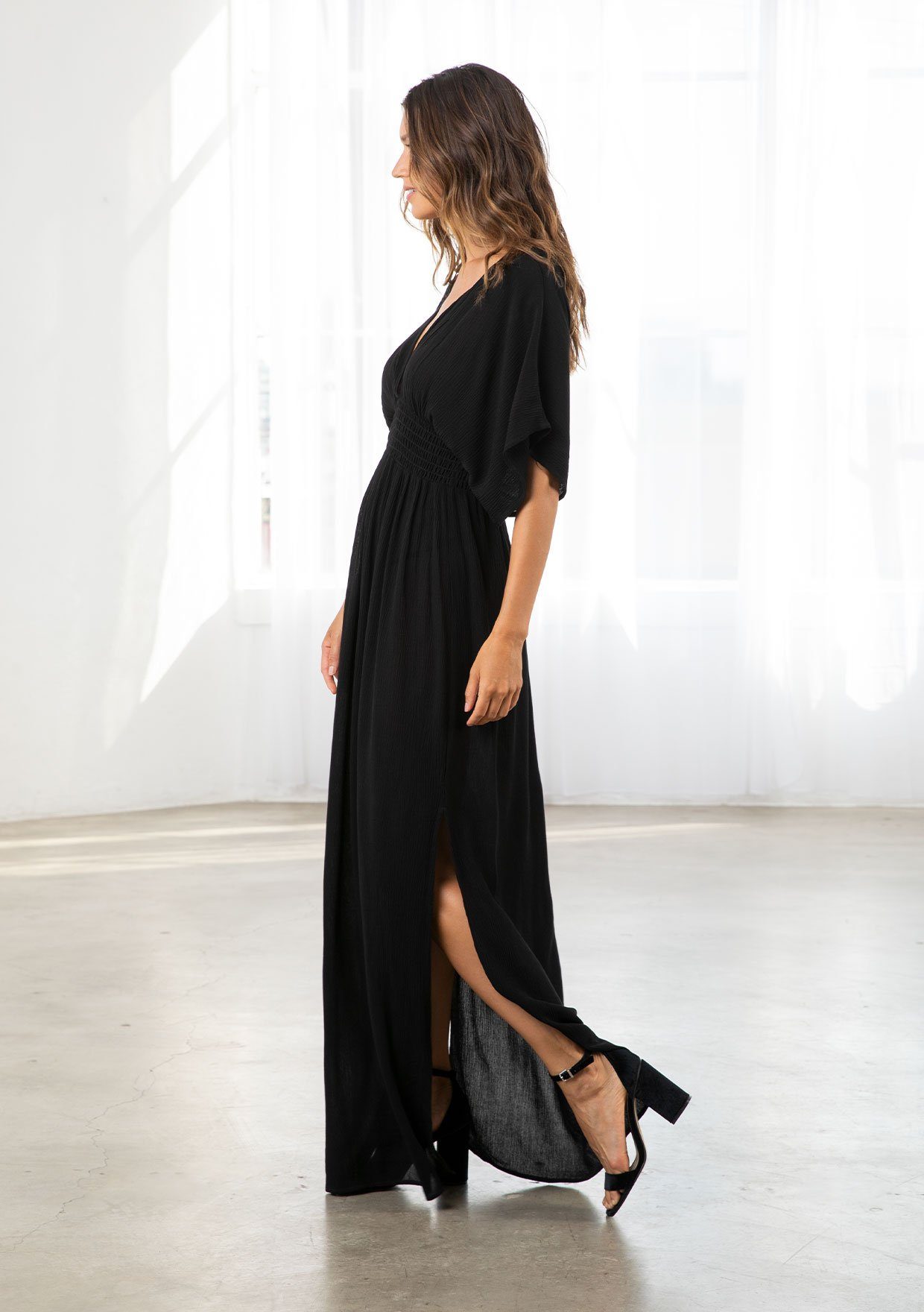 LOVESTITCH BOHEMIAN KIMONO SLEEVE MAXI DRESS BLACK Bubble Lounge Boutique LOVESTITCH BOHEMIAN KIMONO SLEEVE MAXI DRESS BLACK Bubble Lounge Boutique