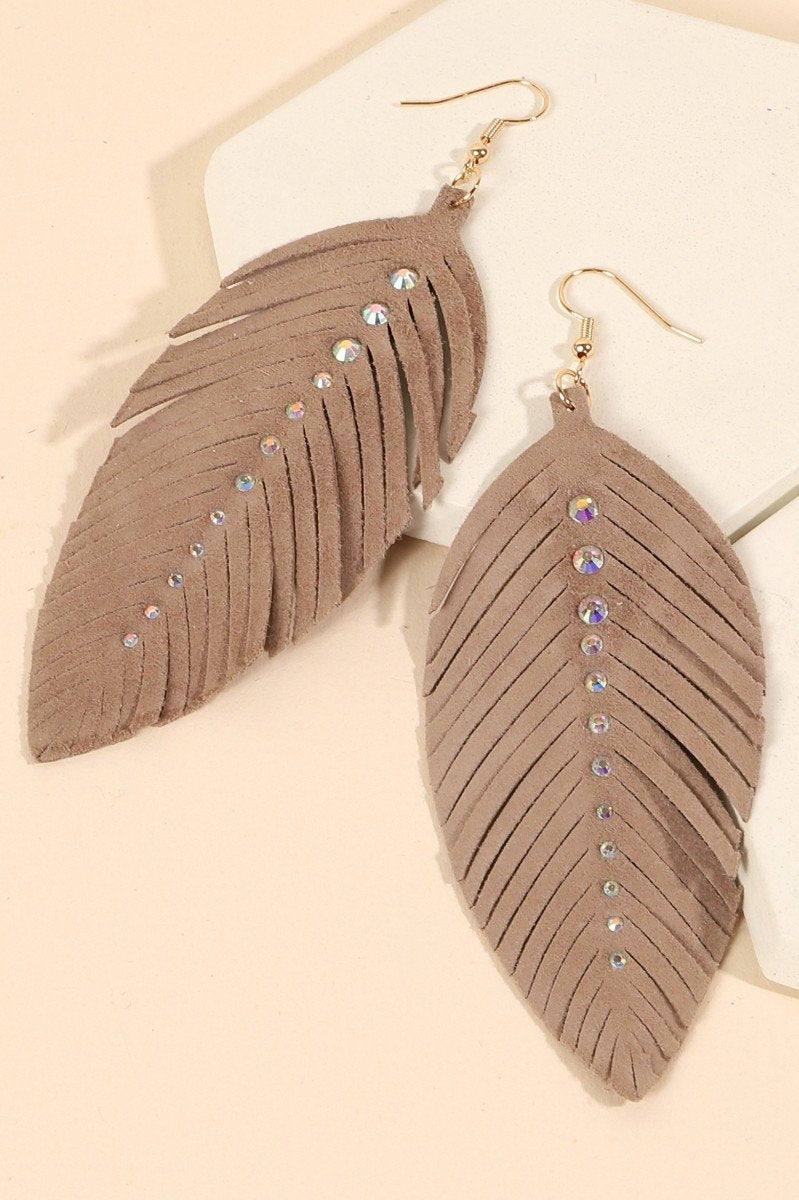 Long Island Gold Crystal Feather Earrings - Ivory & Co