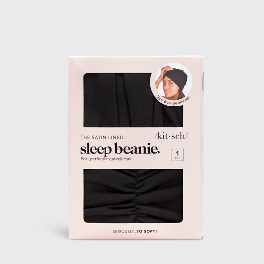 KITSCH SATIN LINED SLEEP BEANIE BLACK