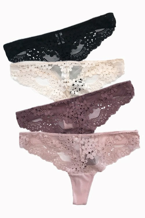 ANEMONE LACE/MESH THONG-VARIOUS COLOR OPTIONS