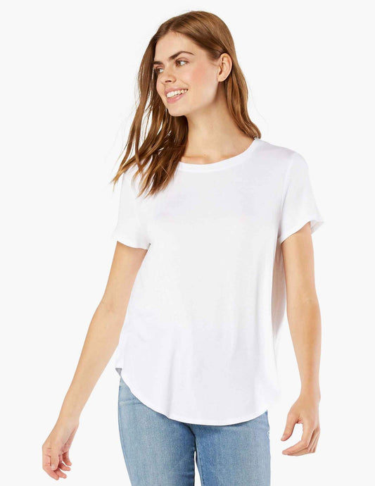 BEYOND YOGA FEATHERWEIGHT ON THE DOWN LOW TEE CLOUD WHITE