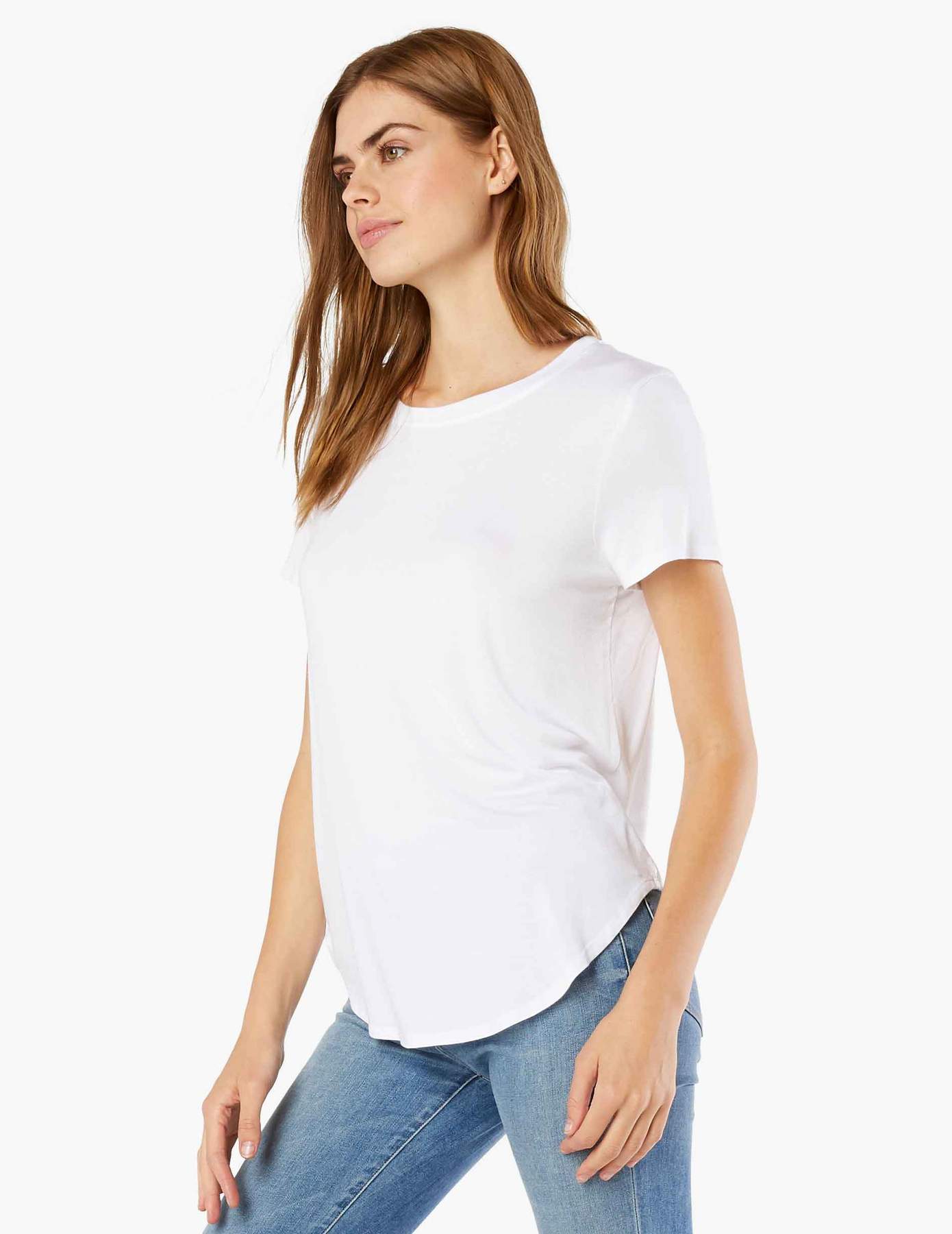 BEYOND YOGA FEATHERWEIGHT ON THE DOWN LOW TEE CLOUD WHITE