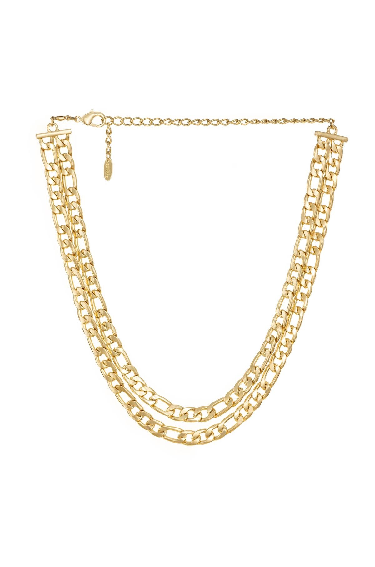 ETTIKA DOUBLE LINKED CHAIN NECKLACE GOLD