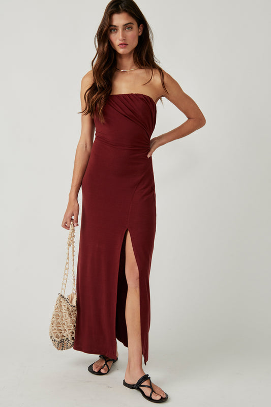 SALE FREE PEOPLE HAYLEY MIDI DRESS RUSSET ACORN