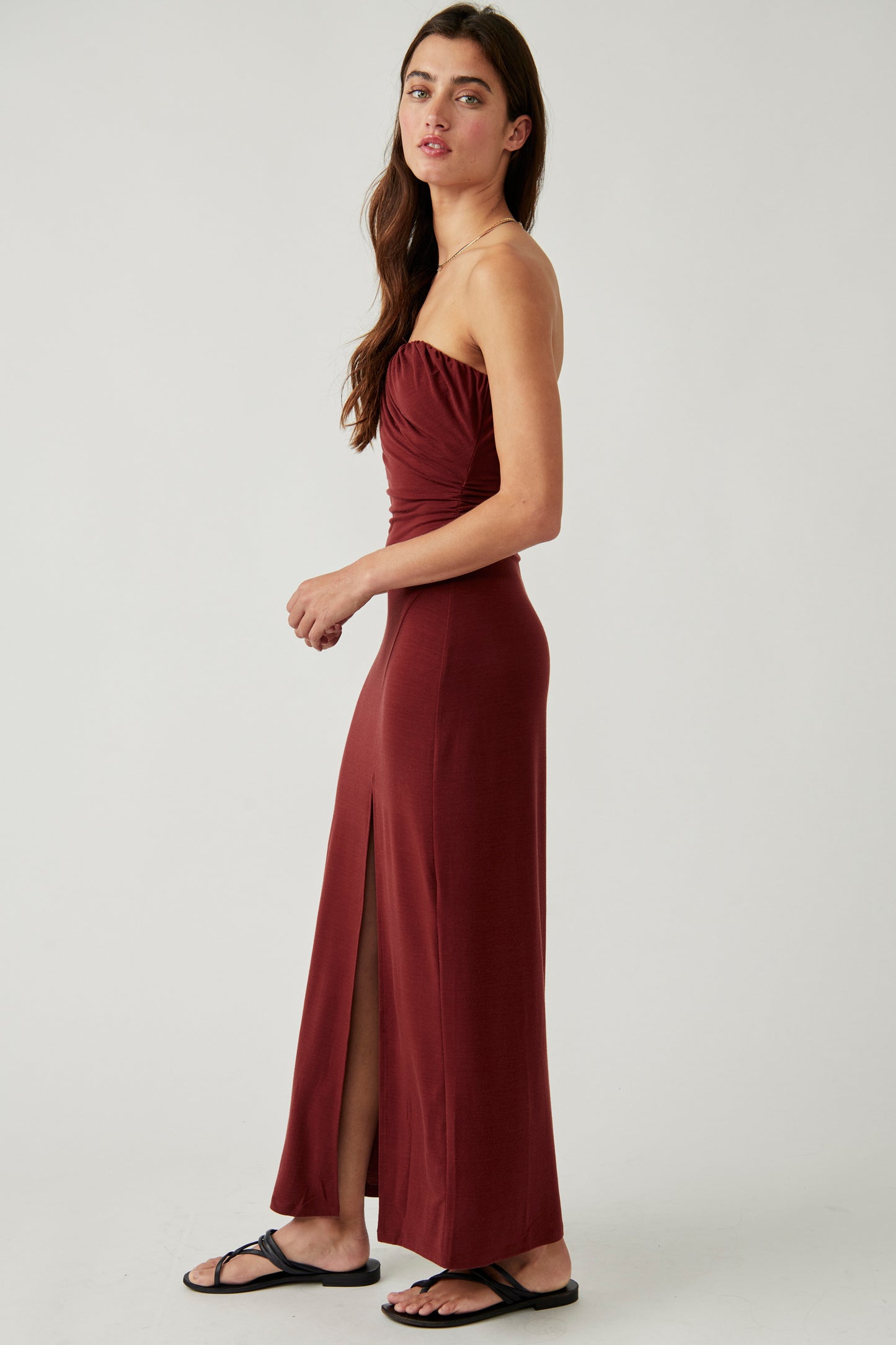 SALE FREE PEOPLE HAYLEY MIDI DRESS RUSSET ACORN