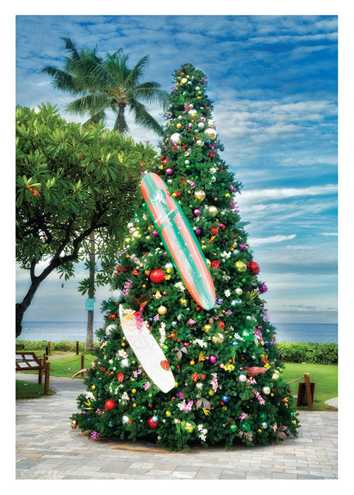 PALM PRESS GREETING CARDS HOLIDAY SURFBOARD TREE