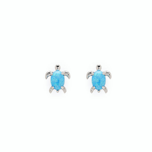 PURA VIDA SEA TURTLE EARRINGS OPAL AND SILVER