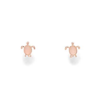 PURA VIDA SEA TURTLE EARRINGS ROSE GOLD SEAGLASS