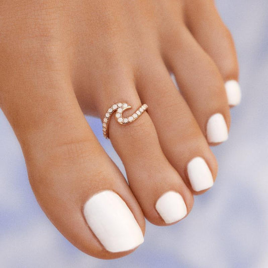PURA VIDA STONE WAVE TOE RING ROSE GOLD