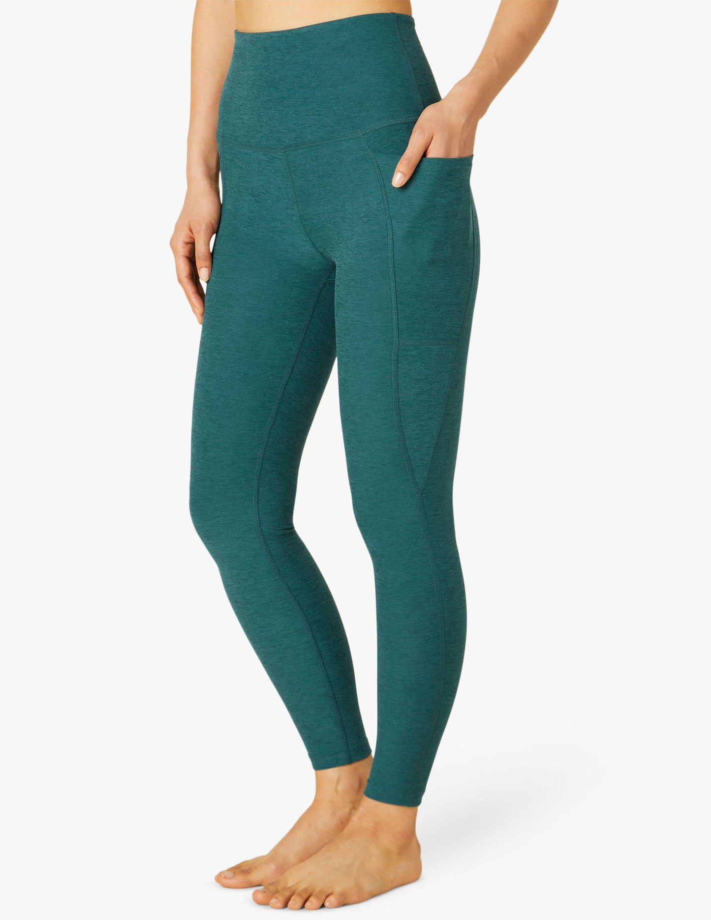 BEYOND YOGA SPACE DYE OUT OF POCKET HIGH WAISTED MIDI LEGGING DEEP SEA HEATHER