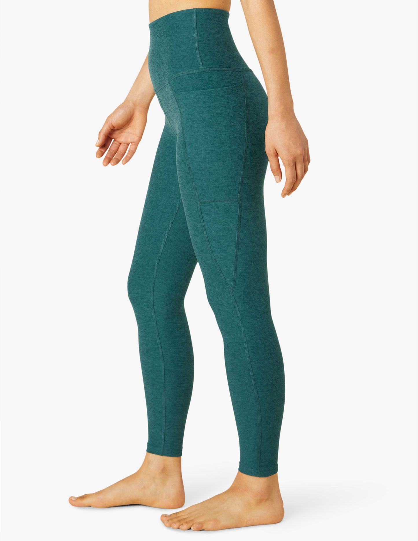 BEYOND YOGA SPACE DYE OUT OF POCKET HIGH WAISTED MIDI LEGGING DEEP SEA HEATHER