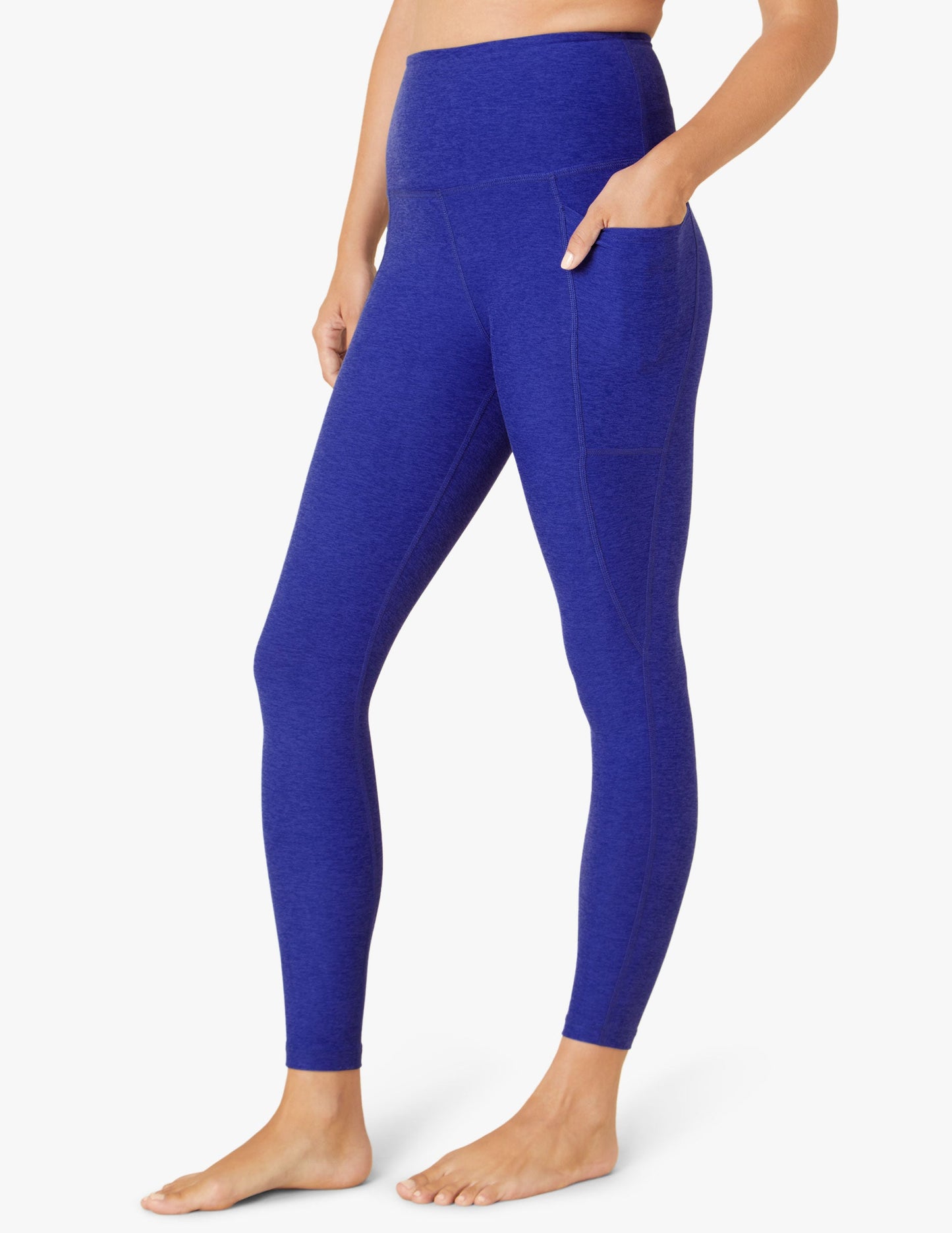 BEYOND YOGA OUT OF POCKET MIDI HIGH WAISTED LEGGING SAPPHIRE BLUE HEATHER