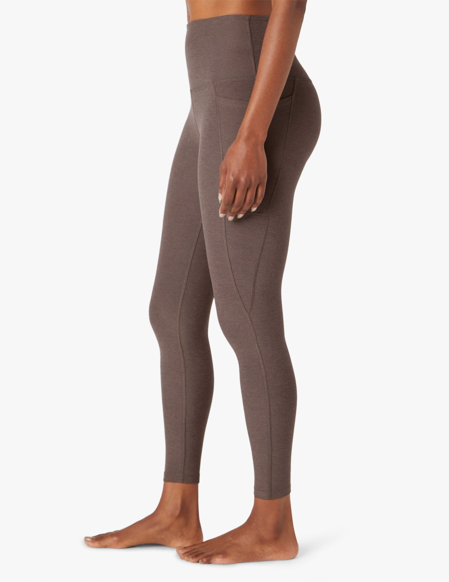 BEYOND YOGA SPACEDYE OUT OF POCKET HIGH WAISTED MIDI LEGGING WOODLAND HEATHER