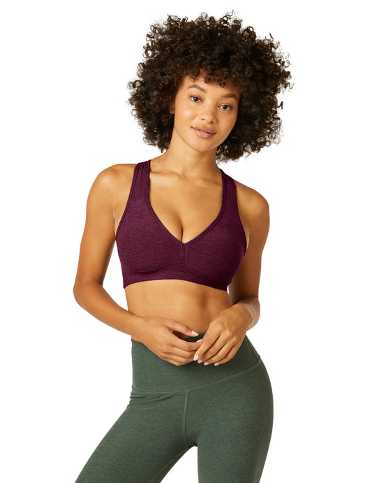 BEYOND YOGA LIFT YOUR SPIRITS BRA SPACEDYE DEEP MERLOT