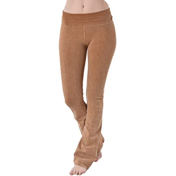 T PARTY ROLL DOWN WAIST MINERAL WASH BOOTCUT PANT CAMEL