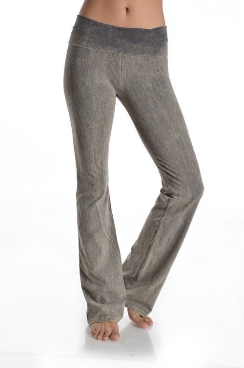 T PARTY ROLL DOWN WAIST MINERAL WASH BOOTCUT PANT GRAY