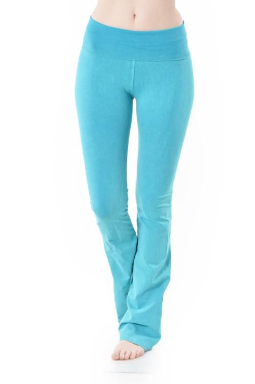T PARTY ROLL DOWN WAIST MINERAL WASH BOOTCUT PANT JADE