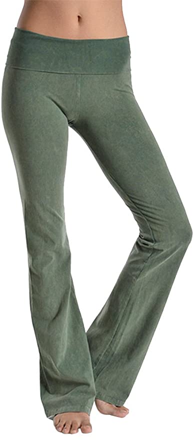 T PARTY ROLL DOWN WAIST MINERAL WASH BOOTCUT PANT OLIVE