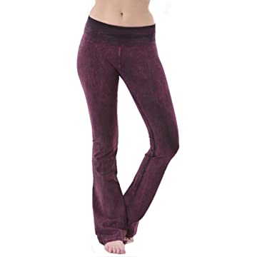 T PARTY ROLL DOWN WAIST MINERAL WASH BOOTCUT PANT WINE