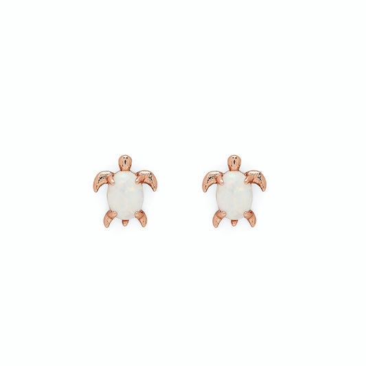 PURA VIDA SEA TURTLE EARRINGS OPAL AND ROSE GOLD NEW!