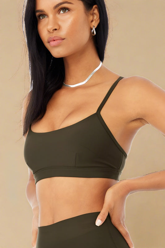 ALO AIRLIFT INTRIGUE BRA DARK OLIVE NEW!