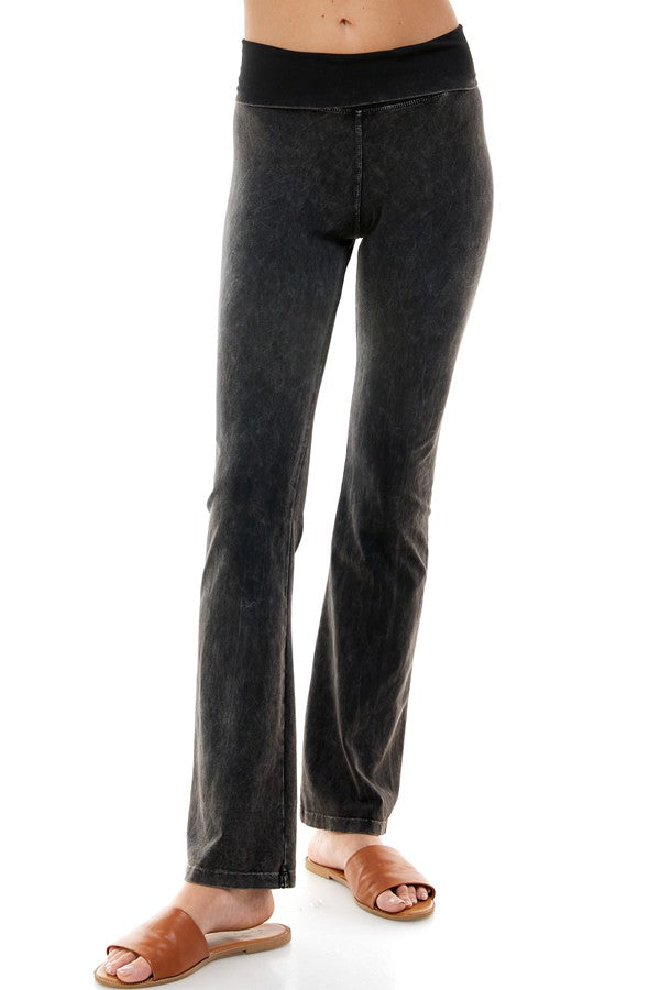 T PARTY ROLL DOWN WAIST MINERAL WASH BOOTCUT PANT