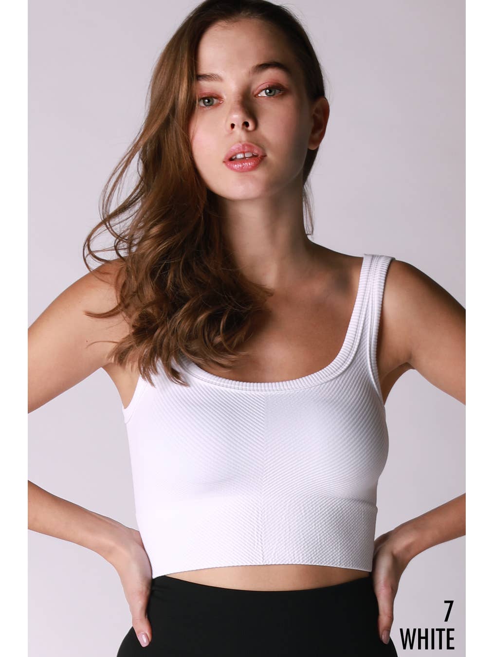 NIKIBIKI Chevron Ribbed Crop Top white