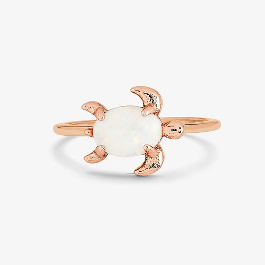 PURA VIDA OPAL SEA TURTLE RING ROSE GOLD
