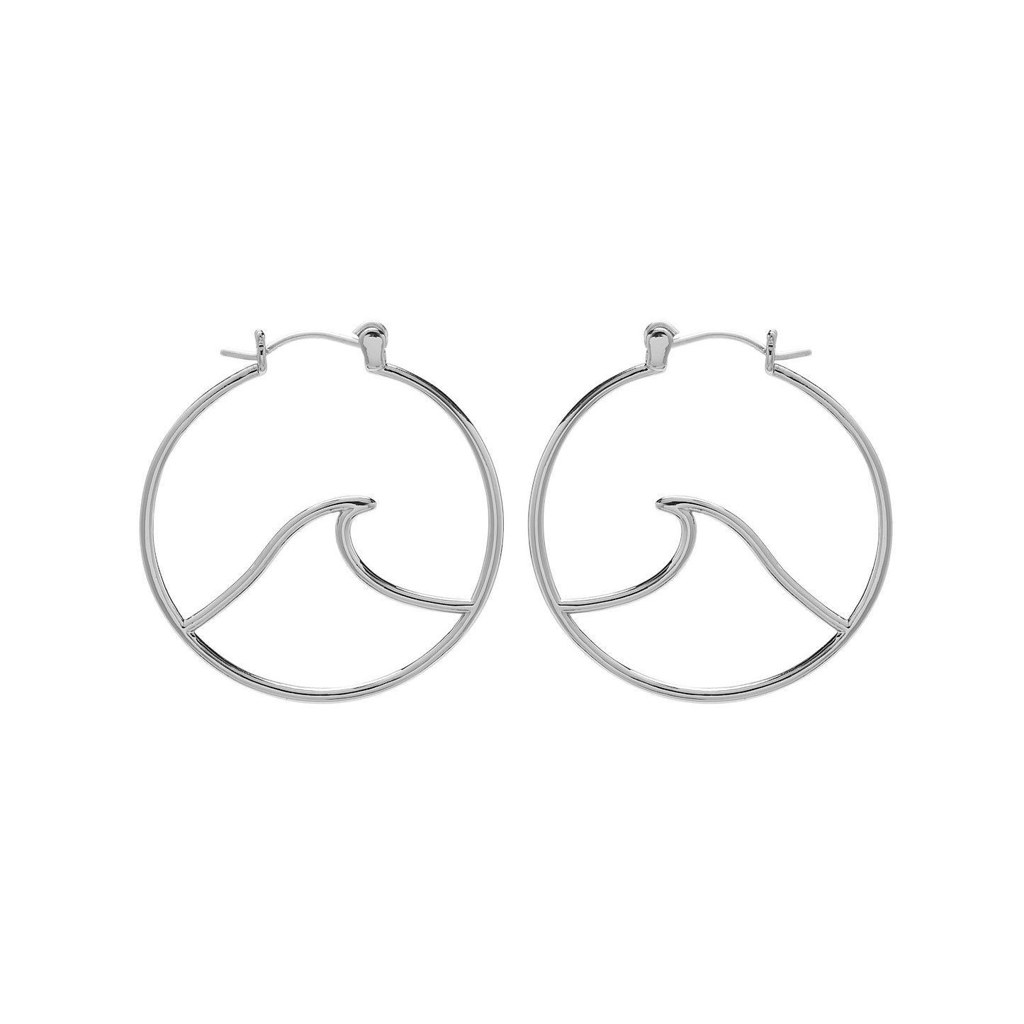 PURA VIDA LARGE WAVE HOOP EARRINGS SILVER NEW!