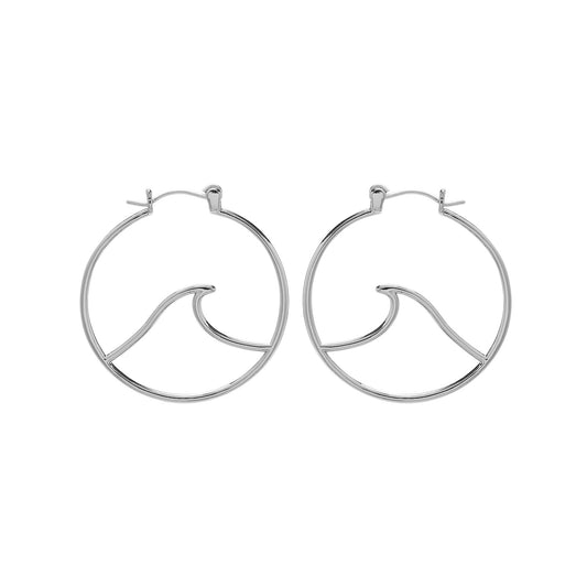 PURA VIDA LARGE WAVE HOOP EARRINGS SILVER NEW!