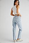 FREE PEOPLE PACIFICA STRAIGHT LEG BLEACH ACID WASH JEANS