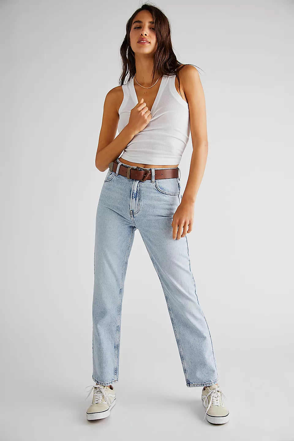 FREE PEOPLE PACIFICA STRAIGHT LEG BLEACH ACID WASH JEANS